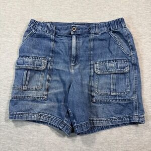 Croft‎ & Barrow Shorts Men 34 Blue Denim Cargo Pockets Utility Casual